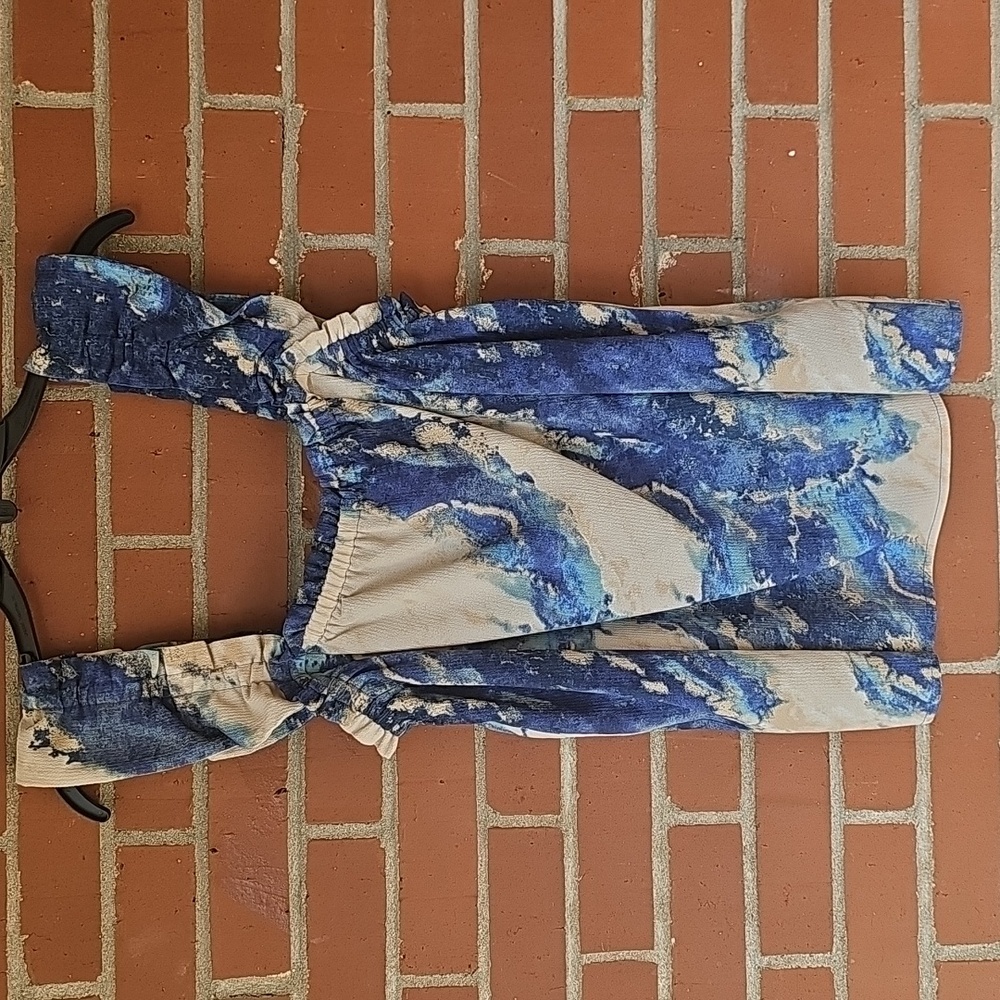 LuLaRoe Blue Ruffled Sleeveless Blouse